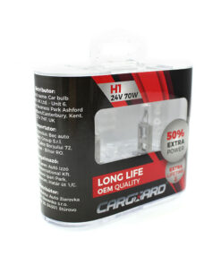 Set de 2 becuri Halogen 24V -  H1, 70W, +50% Intensitate - LONG LIFE - CARGUARD