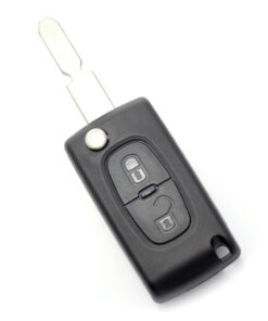 Citroen / Peugeot 406 - Carcasa tip cheie briceag cu 2 butoane, lama NE78-SH2 cu suport baterie